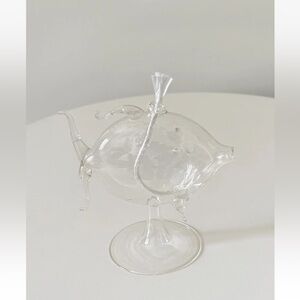 Art Glass Oil Lamp Fish Design with Wick and Glass Stem Included